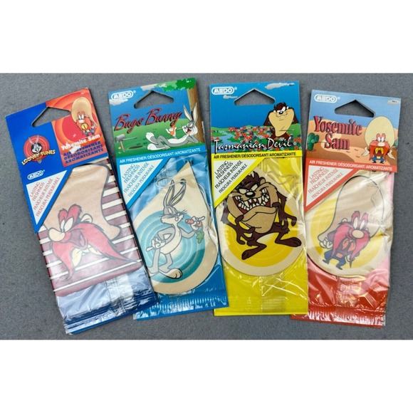 Other - Lot of 4 Vintage 1996 Looney Tunes Air Freshners by‎ MEDO Bugs Taz Yosemite Sam